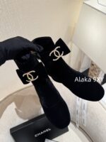 CHANEL  24K Autumn/Winter Fashion Collection  Heavy Industry Diamond Bow Large Logo Design for Women with Thick Heels and Short Boots. Imported velvet  Leather lining - Image 14
