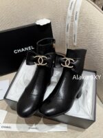 CHANEL  24K Autumn/Winter Fashion Collection  Heavy Industry Diamond Bow Large Logo Design for Women with Thick Heels and Short Boots. Imported velvet  Leather lining - Image 15