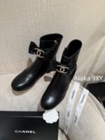 CHANEL  24K Autumn/Winter Fashion Collection  Heavy Industry Diamond Bow Large Logo Design for Women with Thick Heels and Short Boots. Imported velvet  Leather lining - Image 26