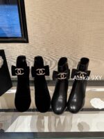 CHANEL  24K Autumn/Winter Fashion Collection  Heavy Industry Diamond Bow Large Logo Design for Women with Thick Heels and Short Boots. Imported velvet  Leather lining - Image 32