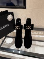 CHANEL  24K Autumn/Winter Fashion Collection  Heavy Industry Diamond Bow Large Logo Design for Women with Thick Heels and Short Boots. Imported velvet  Leather lining - Image 34