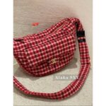 CHANELJennie Same Style  24n New Year/Christmas Limited Edition Heavy Industry Imported Wool Coarse Flower Woven Red Grid Dumpling Bag/Backpack