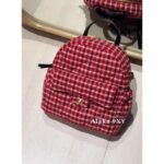 CHANELJennie Same Style  24n New Year/Christmas Limited Edition Heavy Industry Imported Wool Coarse Flower Woven Red Grid Dumpling Bag/Backpack - Image 8