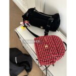 CHANELJennie Same Style  24n New Year/Christmas Limited Edition Heavy Industry Imported Wool Coarse Flower Woven Red Grid Dumpling Bag/Backpack - Image 9
