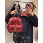 CHANELJennie Same Style  24n New Year/Christmas Limited Edition Heavy Industry Imported Wool Coarse Flower Woven Red Grid Dumpling Bag/Backpack - Image 12