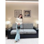 CHANEL   24n Autumn/Winter New Ski Collection/Heavy Industry Full Jacquard Logo Flip Collar Cashmere Diamond Button Knitted Cardigan Sweater for Women. - Image 12