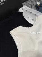 CHANEL   2024 Autumn/Winter New Collection Signature Letter Logo Wool Sleeveless Lace Knitted Tank Top for Women. Available in black and white - Image 6