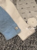 CHANEL 2024ss Autumn/Winter New Collection  Baby Blue Color Super ComfortableRound Neck Logo Long Velvet Cashmere Knitted Cardigan Looks White and Brighter - Image 4