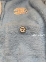 CHANEL 2024ss Autumn/Winter New Collection  Baby Blue Color Super ComfortableRound Neck Logo Long Velvet Cashmere Knitted Cardigan Looks White and Brighter - Image 7