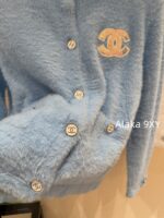 CHANEL 2024ss Autumn/Winter New Collection  Baby Blue Color Super ComfortableRound Neck Logo Long Velvet Cashmere Knitted Cardigan Looks White and Brighter - Image 14