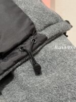 MIUMIU  24ss Autumn/Winter New Collection  Plush Collar Grey Short Edition Super Warm Suede Embroidered Logo Down Jacket for Women. - Image 8