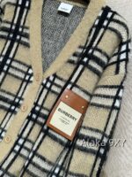 BURBERRY "American College Style" 2024 Autumn and Winter New Collection Bu  Style Classic Grid Badge 100 Wool Material Cardigan Sweater Lazy Knitted Coat for Women - Image 12