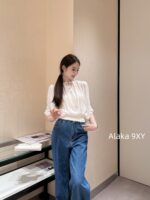 Loropiana Super ComfortableLinen Loose Round Neck Short Sleeve Knitted Shirt 2024 Early Autumn New Hooded Loose Short Sleeve Top - Image 4