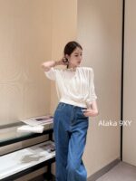 Loropiana Super ComfortableLinen Loose Round Neck Short Sleeve Knitted Shirt 2024 Early Autumn New Hooded Loose Short Sleeve Top - Image 5