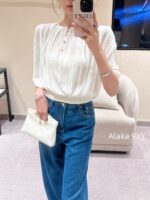 Loropiana Super ComfortableLinen Loose Round Neck Short Sleeve Knitted Shirt 2024 Early Autumn New Hooded Loose Short Sleeve Top - Image 7