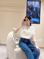 Loropiana Super ComfortableLinen Loose Round Neck Short Sleeve Knitted Shirt 2024 Early Autumn New Hooded Loose Short Sleeve Top - Image 10