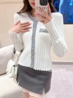 BALMAIN   New style of color blocking button knit cardigan with Korean atmosphere, wearing knitted cardigan jacket for women - Image 20