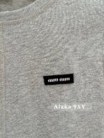 Miumiu American style "paper figure" solid color letter splicing slim fit versatile long sleeved thin bottom top for women - Image 18