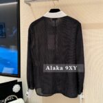 Chanel elegant socialite outfit/2024a early autumn new collectionColor blocked lapel drape custom fabric polka dot shirt for women