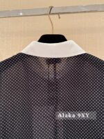 Chanel elegant socialite outfit/2024a early autumn new collectionColor blocked lapel drape custom fabric polka dot shirt for women - Image 5