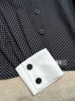 Chanel elegant socialite outfit/2024a early autumn new collectionColor blocked lapel drape custom fabric polka dot shirt for women - Image 10