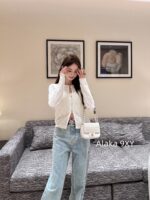 Chanel high version  24A Fashion Collection  A musthave item for white, wealthy and beautiful socialites, with a highend feel. The puffy flower bud sleeves are hollowed out, embroidered with rhinestone buckles, sun resistant, knitted cardigans, and women's hoodies - Image 6