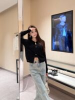 Chanel high version  24A Fashion Collection  A musthave item for white, wealthy and beautiful socialites, with a highend feel. The puffy flower bud sleeves are hollowed out, embroidered with rhinestone buckles, sun resistant, knitted cardigans, and women's hoodies - Image 10