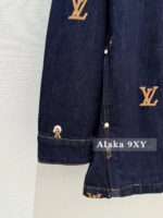 LOUIS VUITTON  2024SS Early Autumn New CollectionHeavy Industry Clover Embroidered Logo Collar Denim Shirt Jacket/Couple's Loose fit - Image 9