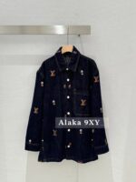 LOUIS VUITTON  2024SS Early Autumn New CollectionHeavy Industry Clover Embroidered Logo Collar Denim Shirt Jacket/Couple's Loose fit - Image 11