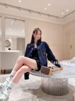 LOUIS VUITTON  2024SS Early Autumn New CollectionHeavy Industry Clover Embroidered Logo Collar Denim Shirt Jacket/Couple's Loose fit - Image 12