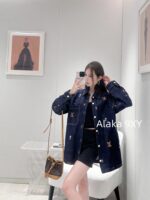 LOUIS VUITTON  2024SS Early Autumn New CollectionHeavy Industry Clover Embroidered Logo Collar Denim Shirt Jacket/Couple's Loose fit - Image 18