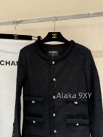 CHANEL Wang Yibo Same Style 24 Advanced Handicraft Workshop Series  Early autumn new imported coarse woolen four pocket round neck woven jacket with 100 silk printed lining - Image 3