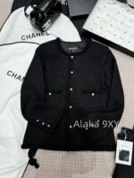 CHANEL Wang Yibo Same Style 24 Advanced Handicraft Workshop Series  Early autumn new imported coarse woolen four pocket round neck woven jacket with 100 silk printed lining - Image 6