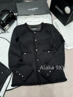 CHANEL Wang Yibo Same Style 24 Advanced Handicraft Workshop Series  Early autumn new imported coarse woolen four pocket round neck woven jacket with 100 silk printed lining - Image 28