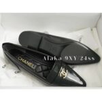 Chanel 24C Early Spring New Collection  Heavy industry retro pointed metal logo patent leather loafers/single shoes for women - Image 11