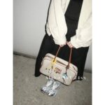 MIUMIU "American Retro Girl Style"  Self retained Zhang Yuanying's 2024 SS fashion collection canvas briefcase  Japanese limited edition canvas denim fabric black brown green chocolate color