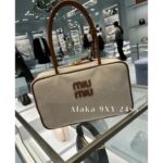 MIUMIU "American Retro Girl Style"  Self retained Zhang Yuanying's 2024 SS fashion collection canvas briefcase  Japanese limited edition canvas denim fabric canvas style - Image 35
