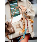 MIUMIU "American Retro Girl Style"  Self retained Zhang Yuanying's 2024 SS fashion collection canvas briefcase  Japanese limited edition canvas denim fabric canvas style - Image 36