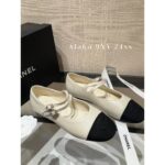 Chanel  24c Spring/Summer New Collection  Double Straight Line Pearl Buckle Pearl Pink Mary Jane Single Shoes. Customized pearl sheepskin - Image 4