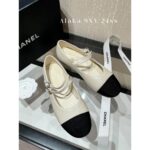 Chanel  24c Spring/Summer New Collection  Double Straight Line Pearl Buckle Pearl Pink Mary Jane Single Shoes. Customized pearl sheepskin - Image 12