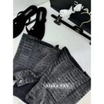 Chanel  New Collection for Spring and Summer of 2024Heavy Industry Wash Enzyme Denim Waffle Printed High Waist Shorts/Wide Leg Pants Women's Pants - Image 3