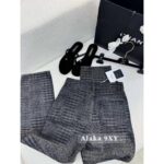 Chanel  New Collection for Spring and Summer of 2024Heavy Industry Wash Enzyme Denim Waffle Printed High Waist Shorts/Wide Leg Pants Women's Pants - Image 7