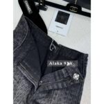 Chanel  New Collection for Spring and Summer of 2024Heavy Industry Wash Enzyme Denim Waffle Printed High Waist Shorts/Wide Leg Pants Women's Pants - Image 9