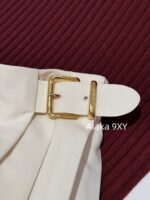 MIUMIU "American College Style Dressing"  Color blocked lapel long sleeved polo collar wine red autumn and winter new style versatile and highend pleated skirt skirt - Image 8