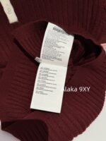MIUMIU "American College Style Dressing"  Color blocked lapel long sleeved polo collar wine red autumn and winter new style versatile and highend pleated skirt skirt - Image 12