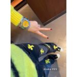 Chrome hearts trendy street fashion sense  24 gram Luo yellow cross patchwork high waisted jeans for women's autumn and winter new wide leg pants - Image 18