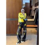Chrome hearts trendy street fashion sense  24 gram Luo yellow cross patchwork high waisted jeans for women's autumn and winter new wide leg pants - Image 19