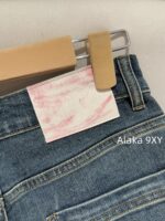 MIUMIU  Versatile fashion musthave24ss autumn and winter new collection, heavy embroidery pocket letter logo, high waist slimming, blue wide leg jeans for women - Image 3