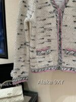 Chanel taro purple color blocked24 new beige knitted short jacket long sleeved women's heavyduty full screen blended highend floral fabric - Image 5