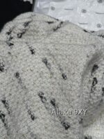 Chanel taro purple color blocked24 new beige knitted short jacket long sleeved women's heavyduty full screen blended highend floral fabric - Image 19